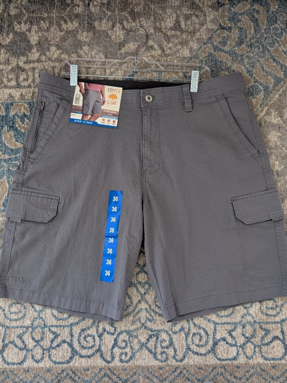 COPPER & OAK Shorts Men's 36 (37) Gray Venture Ripstop Stretch Cargo Casual